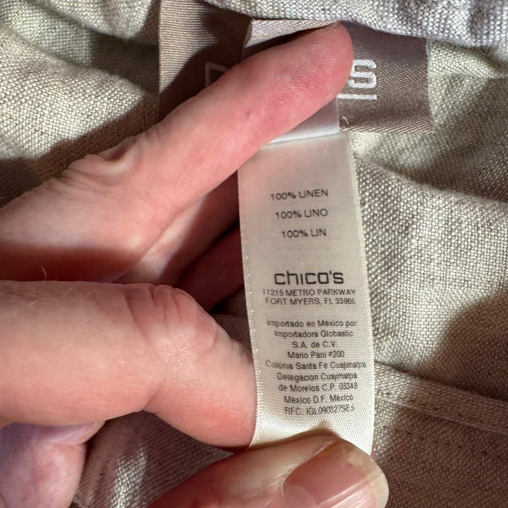 Chico's Wide Leg Linen Pants, Cream, Size 2 (US 12/L) - Picture 8 of 8